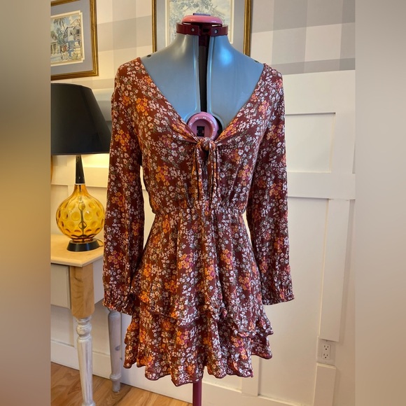 Floral Long Sleeve Dress Size Large - Picture 3 of 8